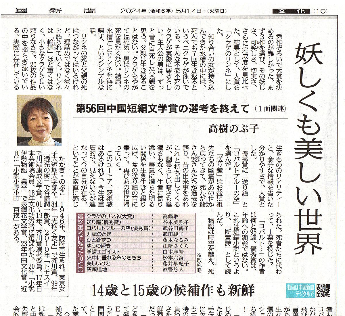 中国短編文学賞大賞受賞 | 眞鍋 敢